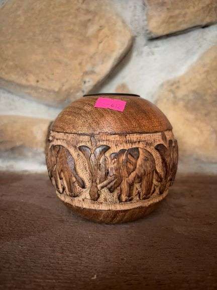 African hand-carved wooden candle holder image