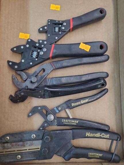 1 craftsman handi-cut,  2 crescent wrenches,  3 pliers image