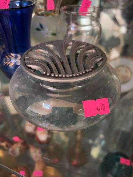 glass potpourri jar and 6 vases image