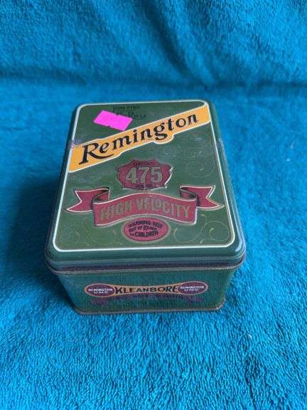 Vintage 1958–1962 Remington Kleanbore 475 High Velocity .22 LR Tin w/ ~325 Rounds – Excellent Condition Dogbone Tin image