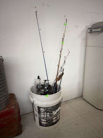 Bucket of fishing items image