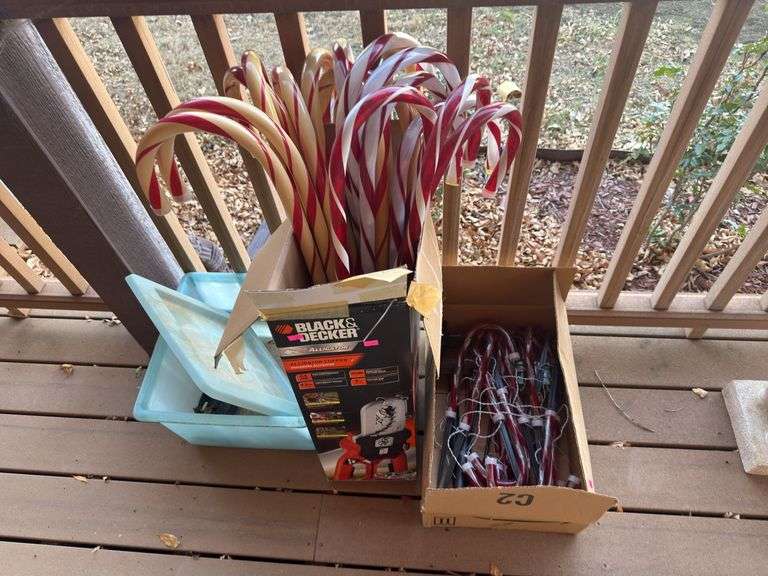 Large 3 foot tall, decorative candy, canes, bricks, solar LED candy canes image