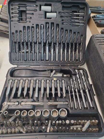 1 case of black and decker drill bits, with ratcheting screwdriver with bits image