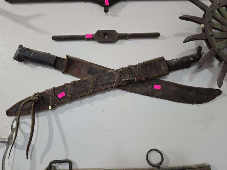 2 Machetes w/ Leather Scabbards image
