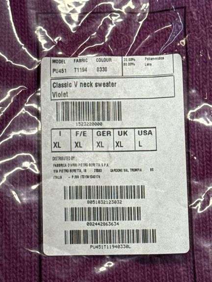 XL Beretta Sweater New in Packaging Purple