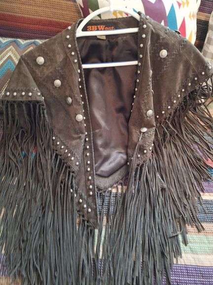 3B West Suede Leather Fringe Vest image