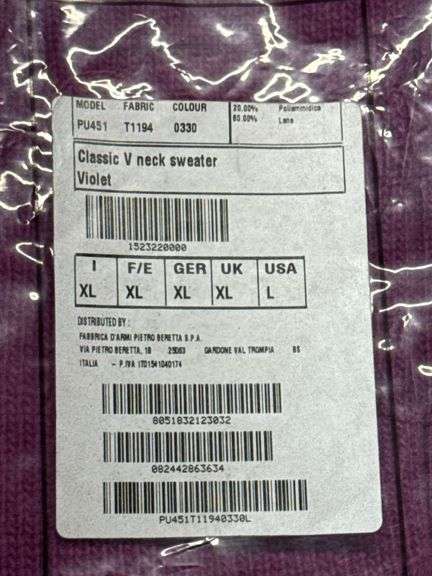 XL Beretta Sweater New in Packaging Purple