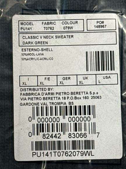 X-Large Beretta Sweater New in Packaging Dark Green