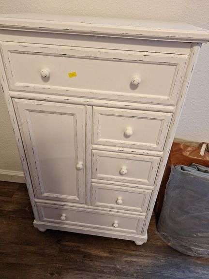 White Wooden Wardrobe Cabinet with Drawers image