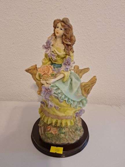 Decorative Art Lot: Angel Figurines and Framed Winter Scene image