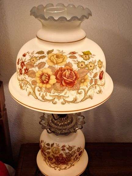 Floral Milk Glass Parlor Lamp image