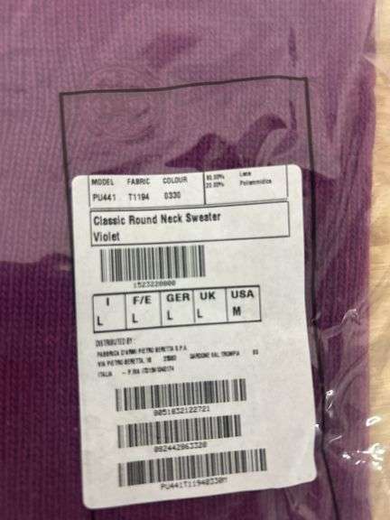 Beretta Classic Round Neck Sweater - Violet, Size Medium