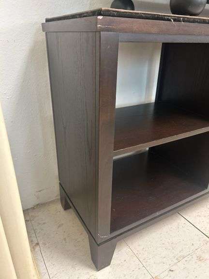 Dark Wood Three-Bay Shelf Unit