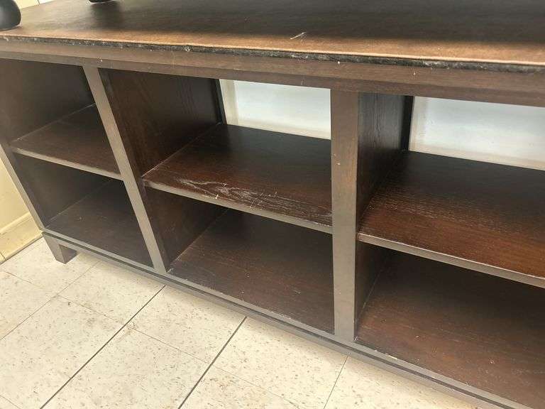 Dark Wood Three-Bay Shelf Unit