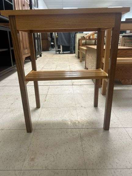 Oak Side Table with Lower Shelf