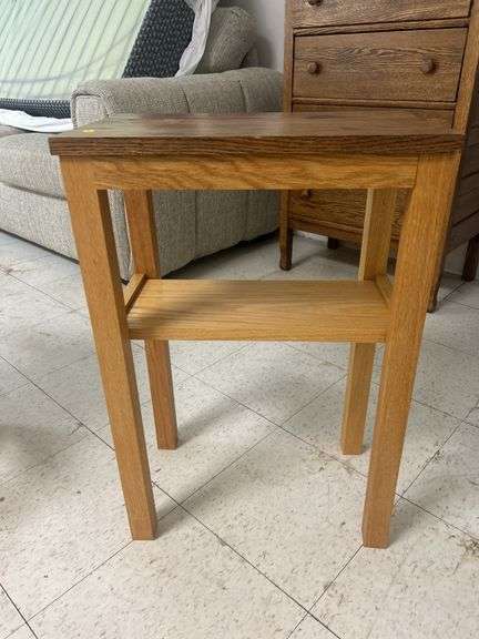 Small Wood Side Table with Shelf