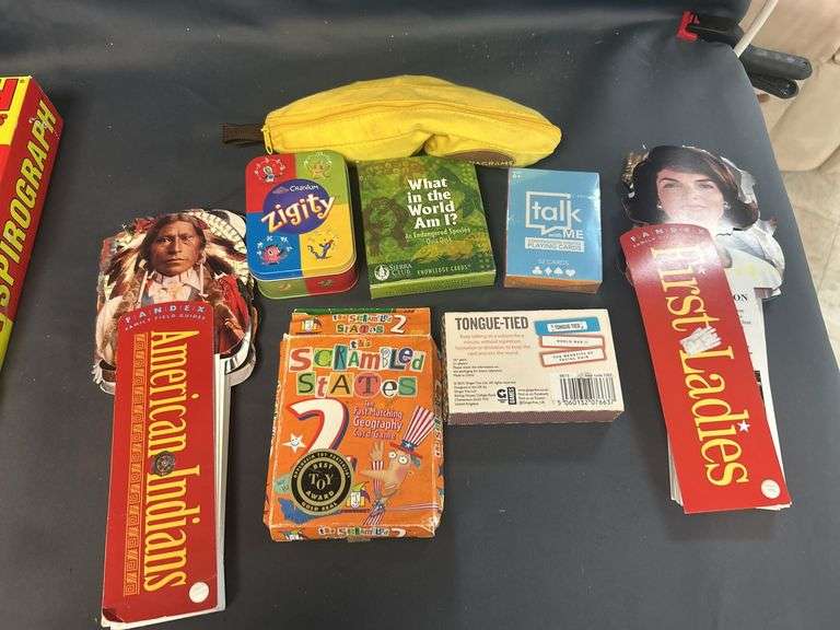 Assorted Collection of Games, Puzzle, Chips and Decorative Tin