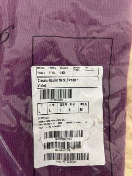 Beretta Classic Round Neck Violet Sweater - Size Medium
