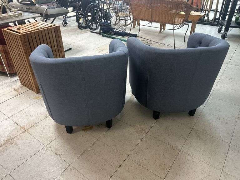 Pair of Upholstered Armchairs with Button Tufting