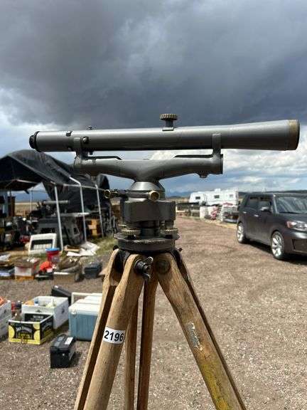 Brunson Survey Transit Level with Wooden Tripod and Case