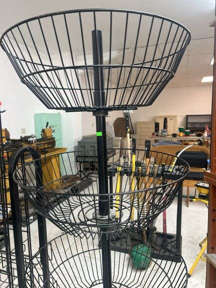 Metal Wire Display Stand with Four Baskets