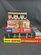 Assorted Collection of Games, Puzzle, Chips and Decorative Tin