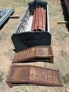Rubbermaid storage, car ramps cedar fencing