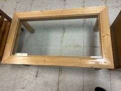 Modern Light Wood Coffee Table with Glass Top