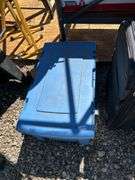Blue Storage Container with Assorted Supplies