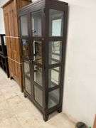 Dark Wood Display Cabinet with Glass Doors