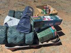 Camping Gear Lot: Coleman Dome Tent, Sleeping Bags, and Accessories