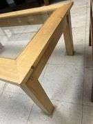 Modern Light Wood Coffee Table with Glass Top