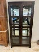 Dark Wood Display Cabinet with Glass Doors