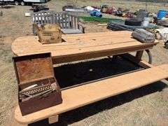 Outdoor Wooden Picnic Table with Attached Benches