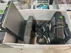 Box Lot of Electronics - Laptop, Satellite Receivers, Cords