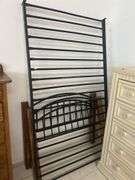 Black Metal Bed Frame with Wood Supports