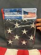 American Flag, Decorative Wood Blocks, Crepe Maker, and Plastic Container