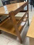 Wooden Desk with Adjustable Top and Shelf