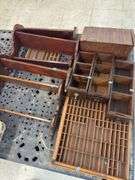 Shelving, antique drawers, toy barn