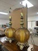 2 glass table lamps