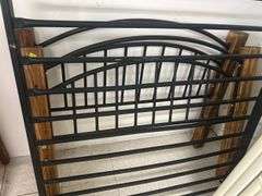Black Metal Bed Frame with Wood Supports