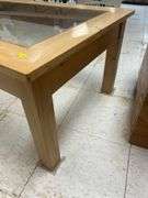 Modern Light Wood Coffee Table with Glass Top