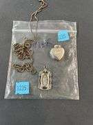 Sliver religious necklace, & heart locket
