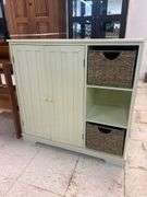Painted Cabinet with Wicker Baskets