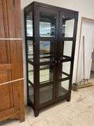 Dark Wood Display Cabinet with Glass Doors
