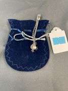 Blue pouch with sliver pin