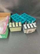 Assorted items: square ice cube trays, popsicle tray,