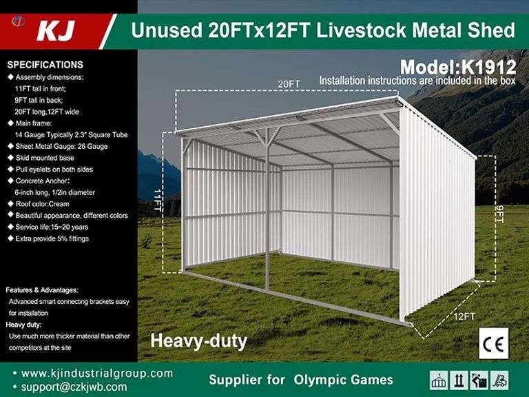 20ft x 12ft Livestock Metal Shed