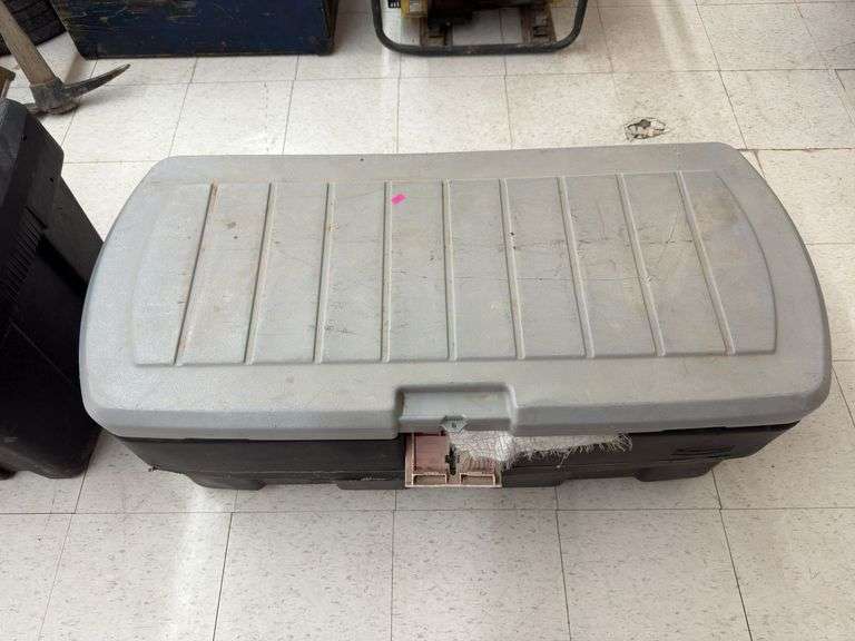 Plastic storage tote with contents image