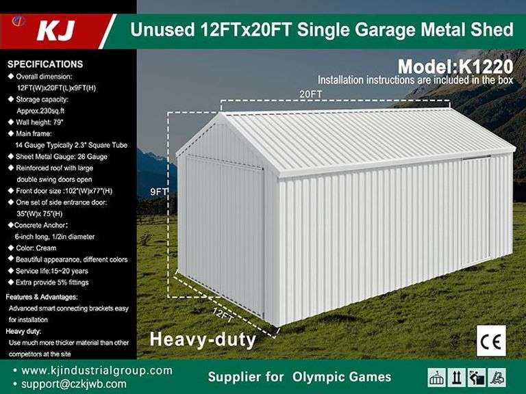 All Metal Unused 12FTx20FT single Garage Metal